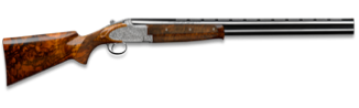 Browning shotgun. Side profile of an over-and-under shotgun. Essex gun shop.